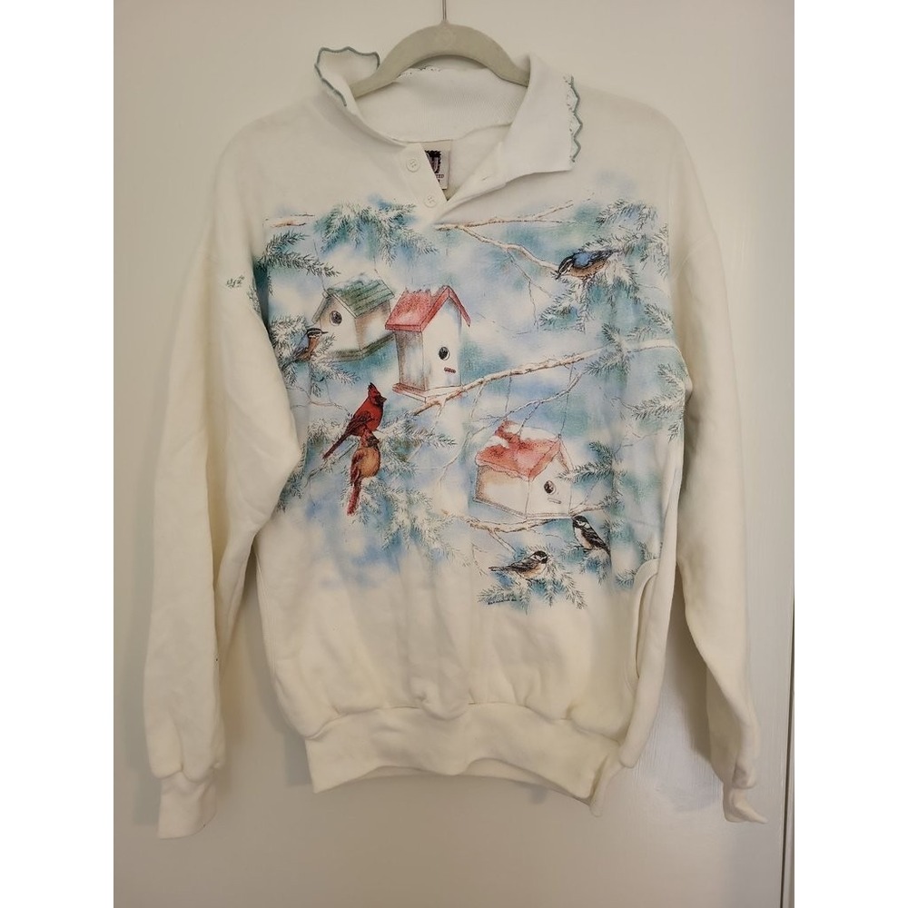 Vintage Art Unlimited Birdhouse‎ Print Sweatshirt